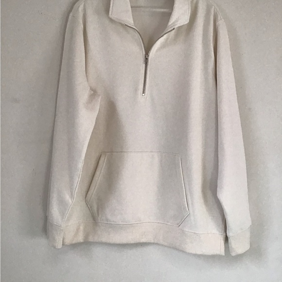 Mens Cotton and Co creme 1/4 zip sweatshirt, NWOT - Picture 2 of 6